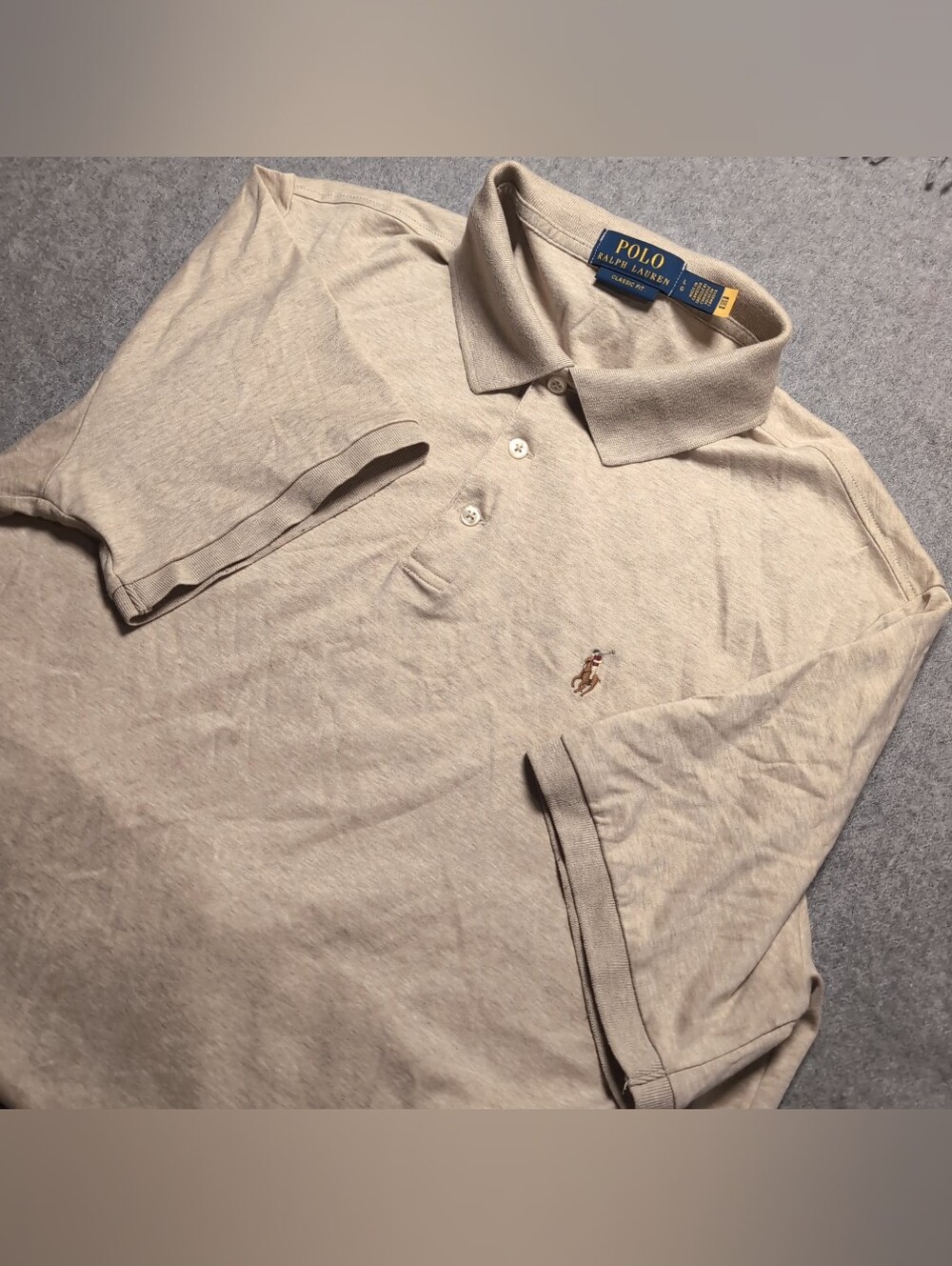 Polo Ralph Lauren Classic Fit Polo Shirt Beige Oat Large Preppy